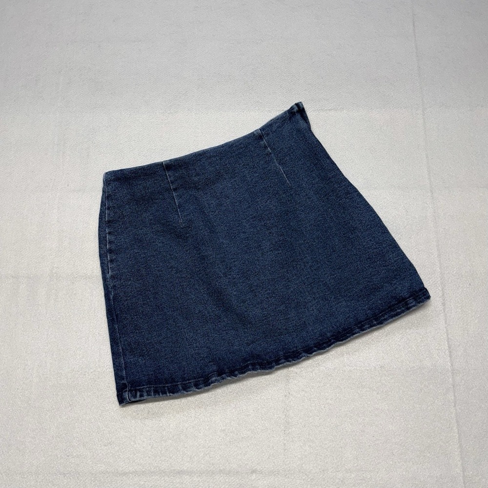 Steve Madden Denim Mini Skort Skirt Womens XS Blue Stretch Y2K 2000s Low Rise